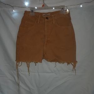 guess custom cut mustard yellow shorts